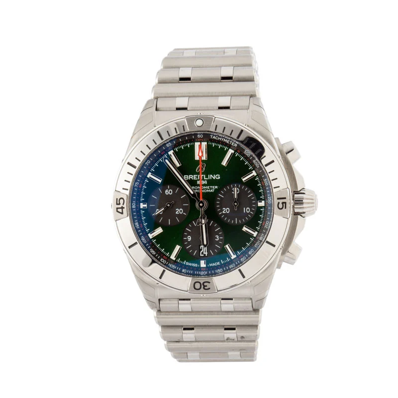 men's breitling chronomat b01 42 stainless steel green dial