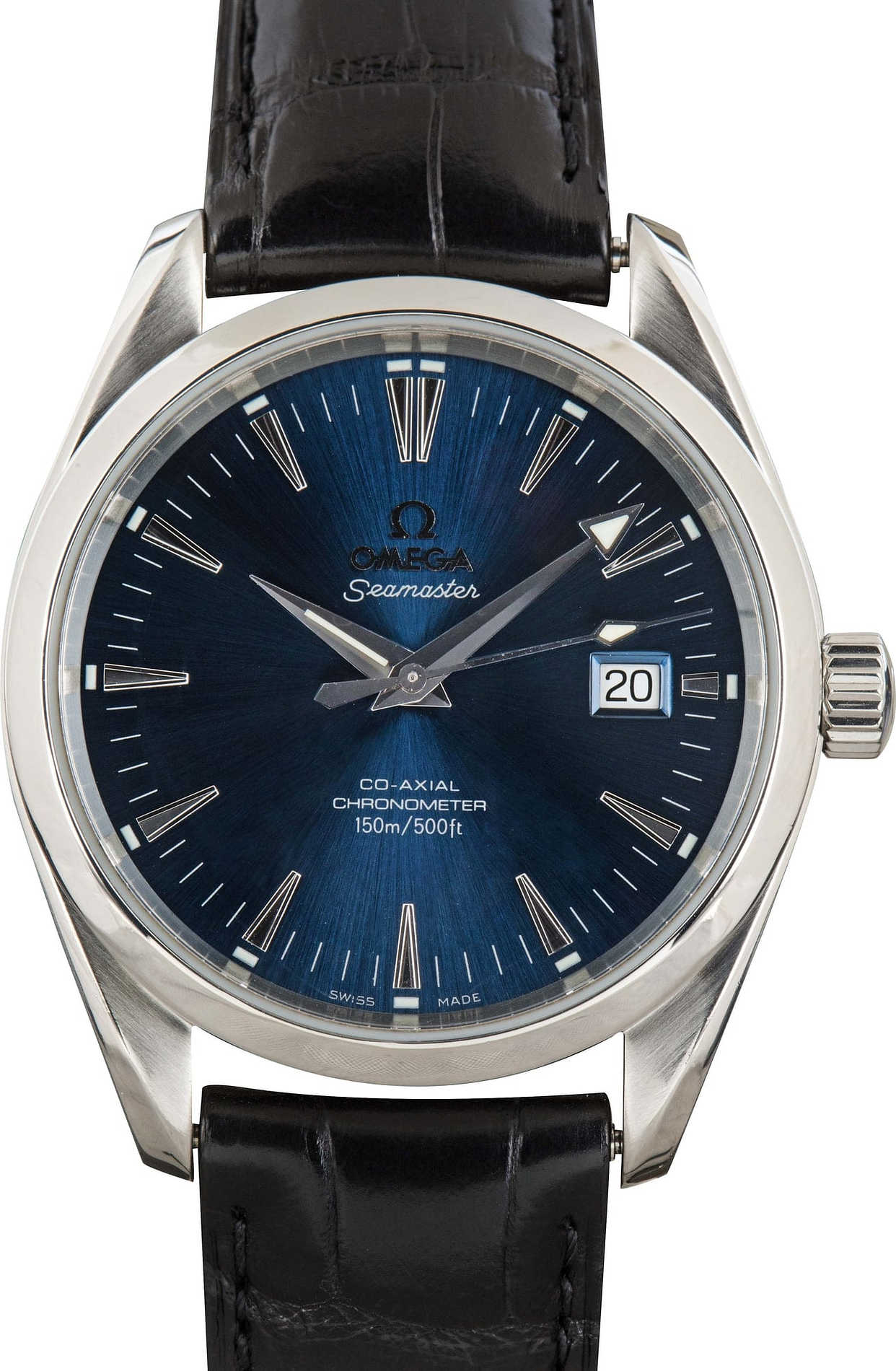 used steel omega seamaster blue dial