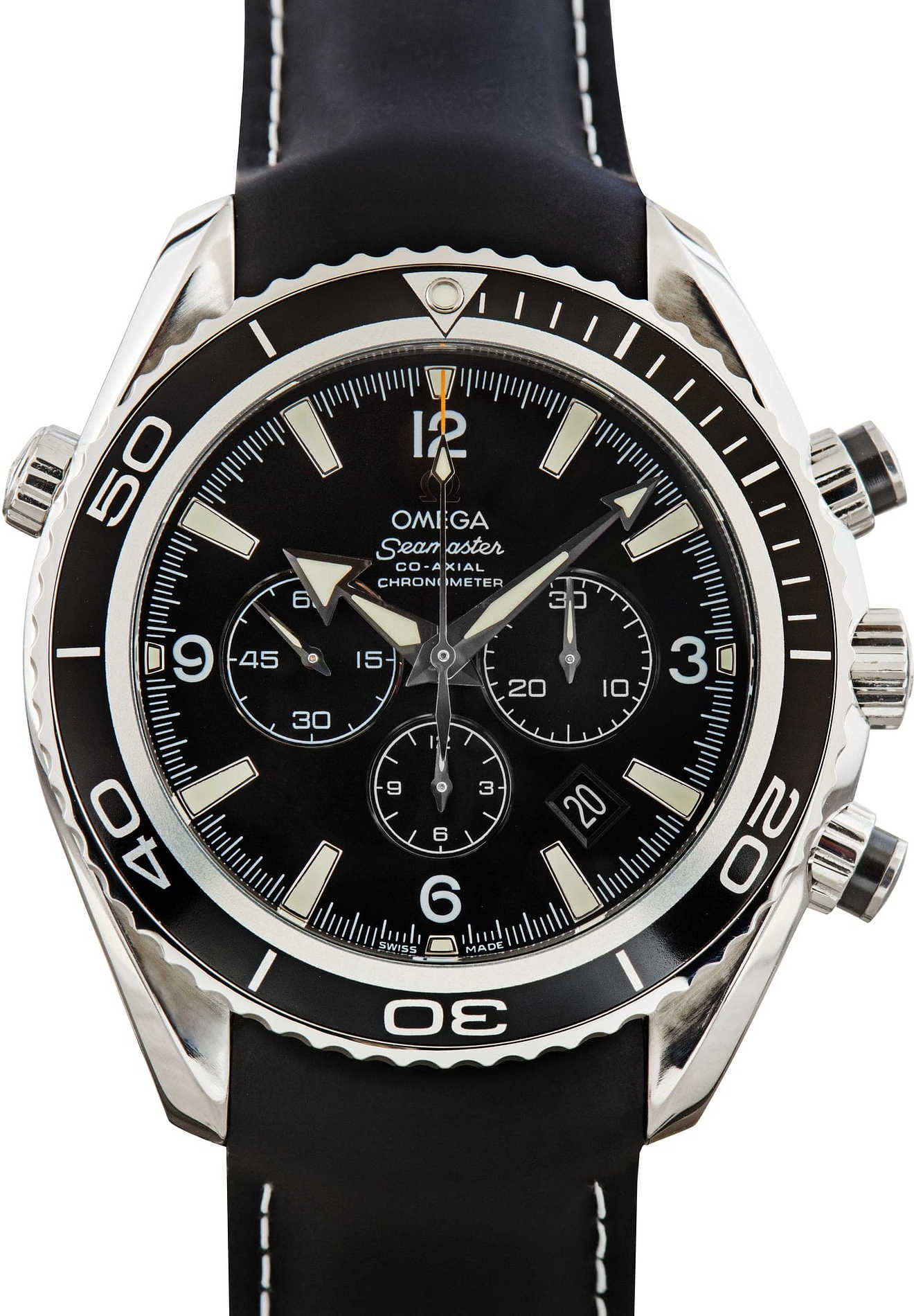 used omega seamaster planet ocean 600m black chronograph dial